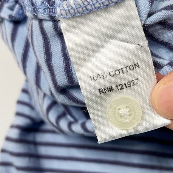 Johnnie-O Mens Large Blue Pencil Striped Original Cotton Polo Chest Pocket Golf - Picture 9 of 11